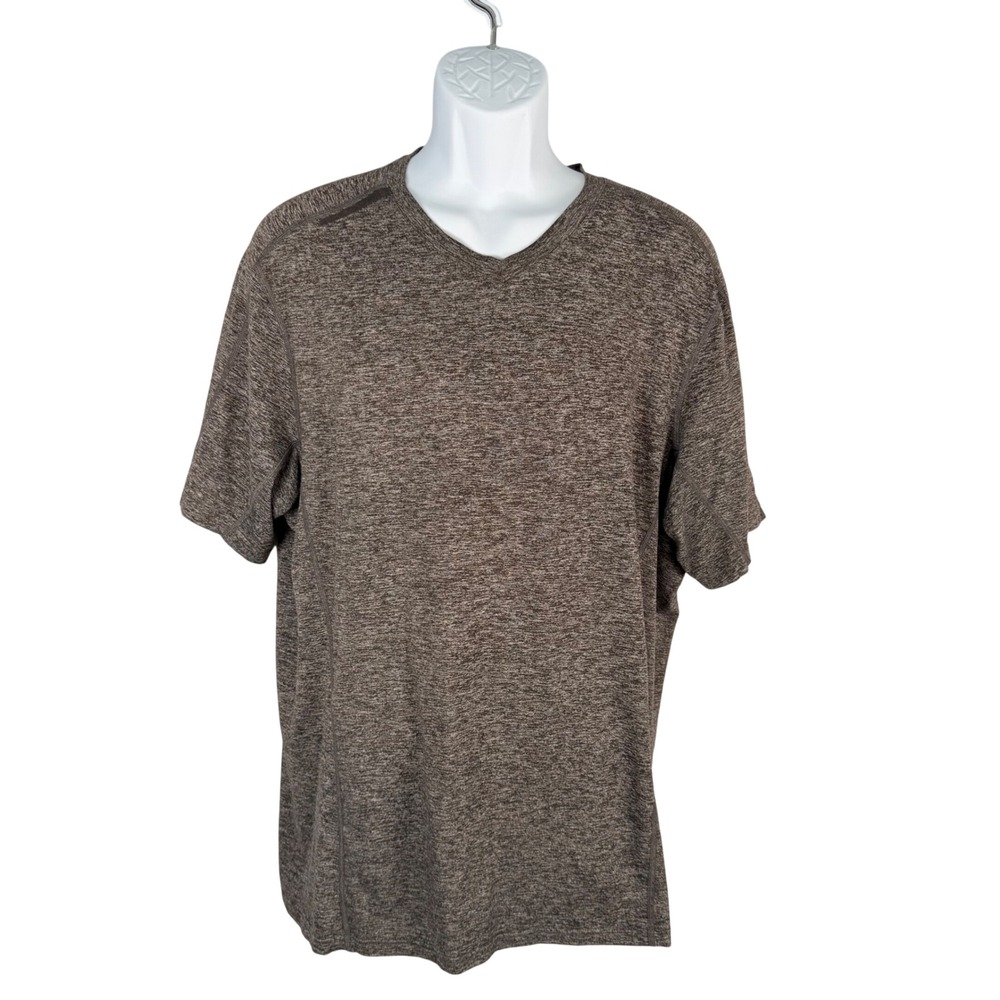 QOR Men's Heathered Gray V-Neck Short Sleeve T-Shirt Approximate 2XL Polygiene
